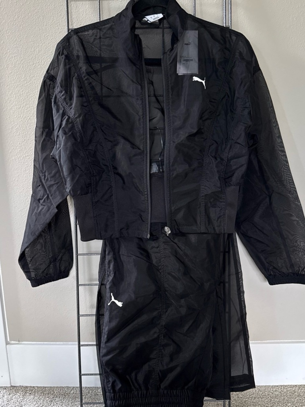 PUMA Women's Black Sheer Track Jacket and Pant Set